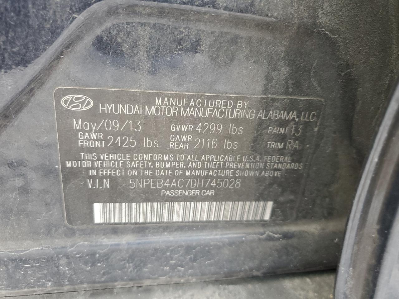 2013 HYUNDAI SONATA