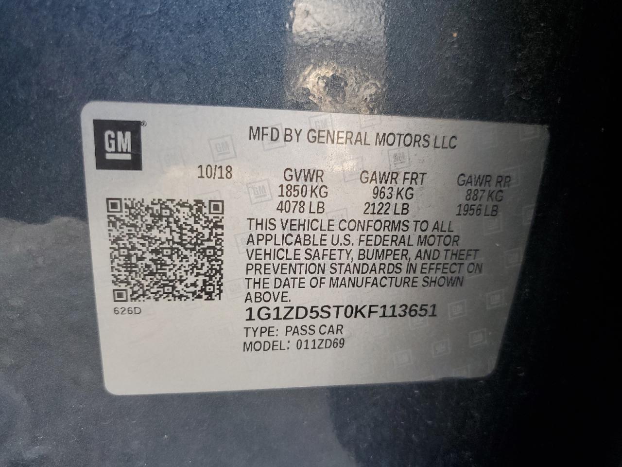 2019 CHEVROLET MALIBU