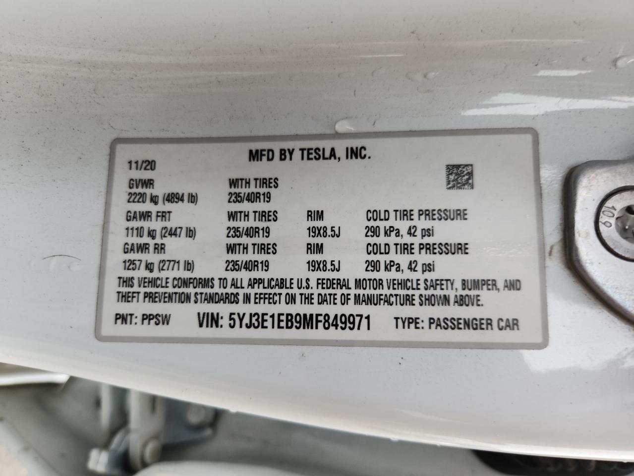 2021 TESLA MODEL 3