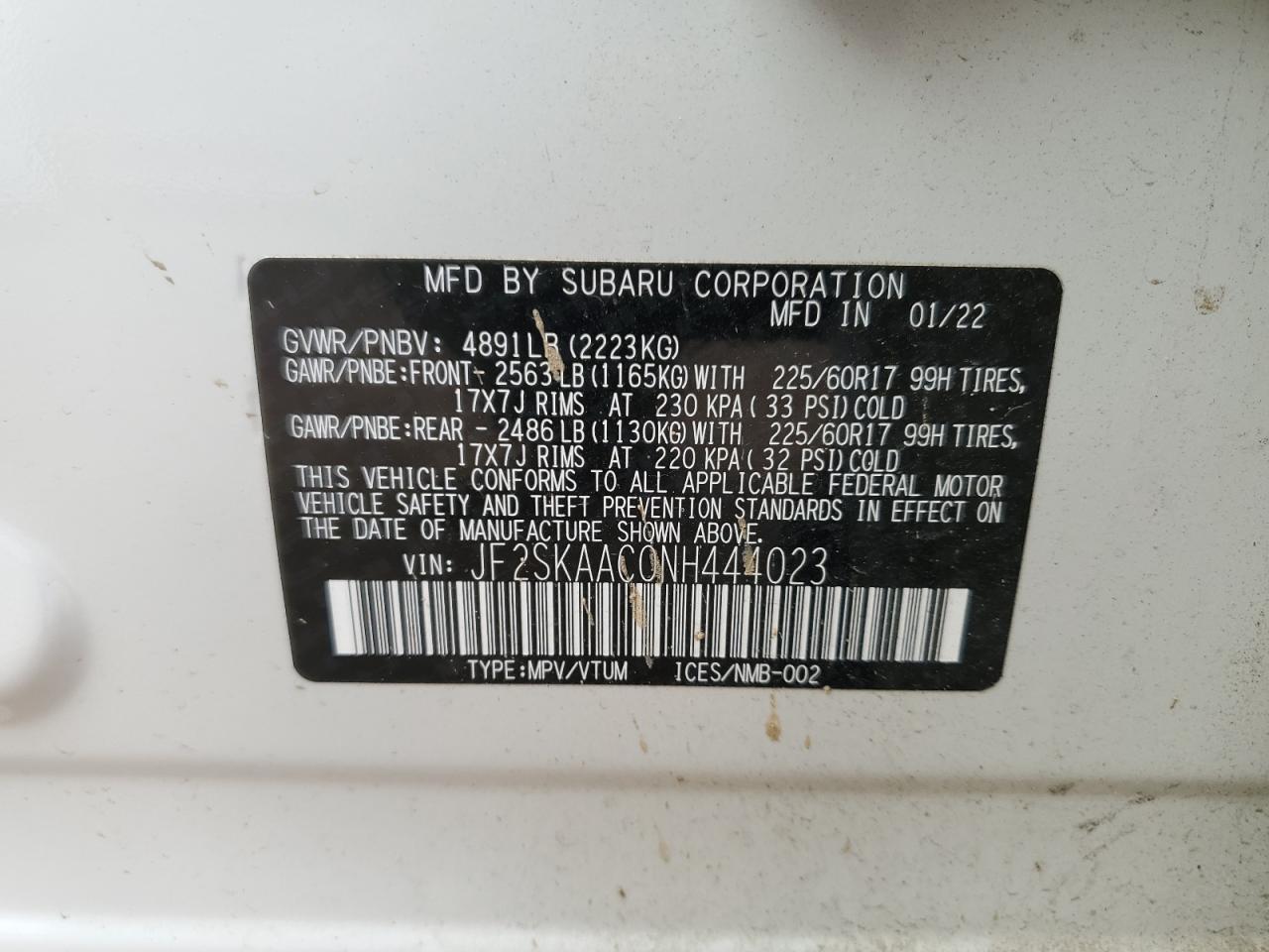 2022 SUBARU FORESTER
