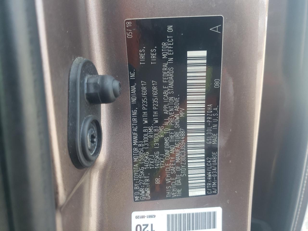 2018 TOYOTA SIENNA