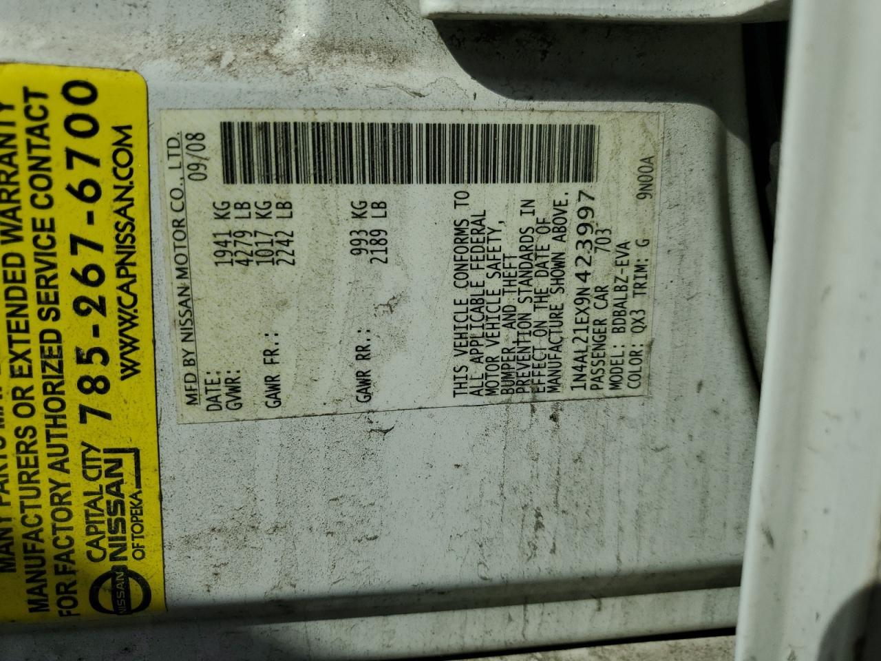 2009 NISSAN ALTIMA