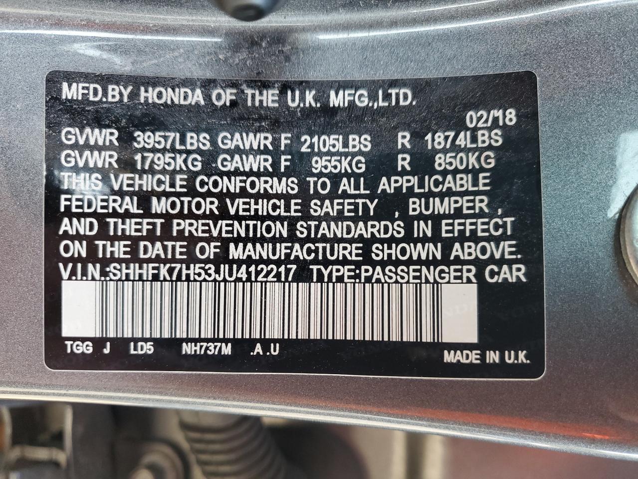 2018 HONDA CIVIC