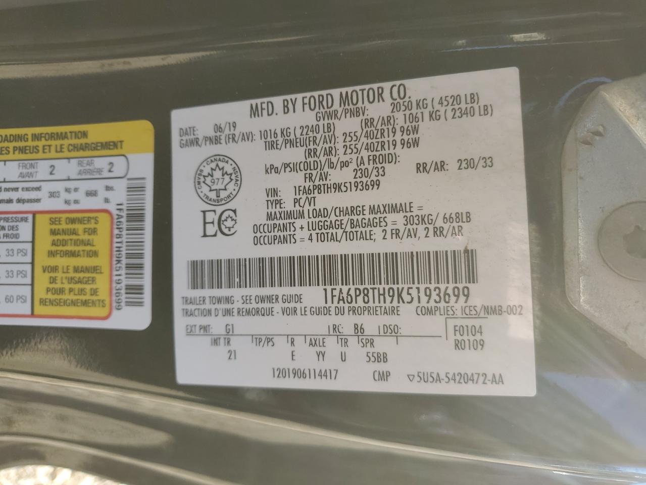 2019 FORD MUSTANG
