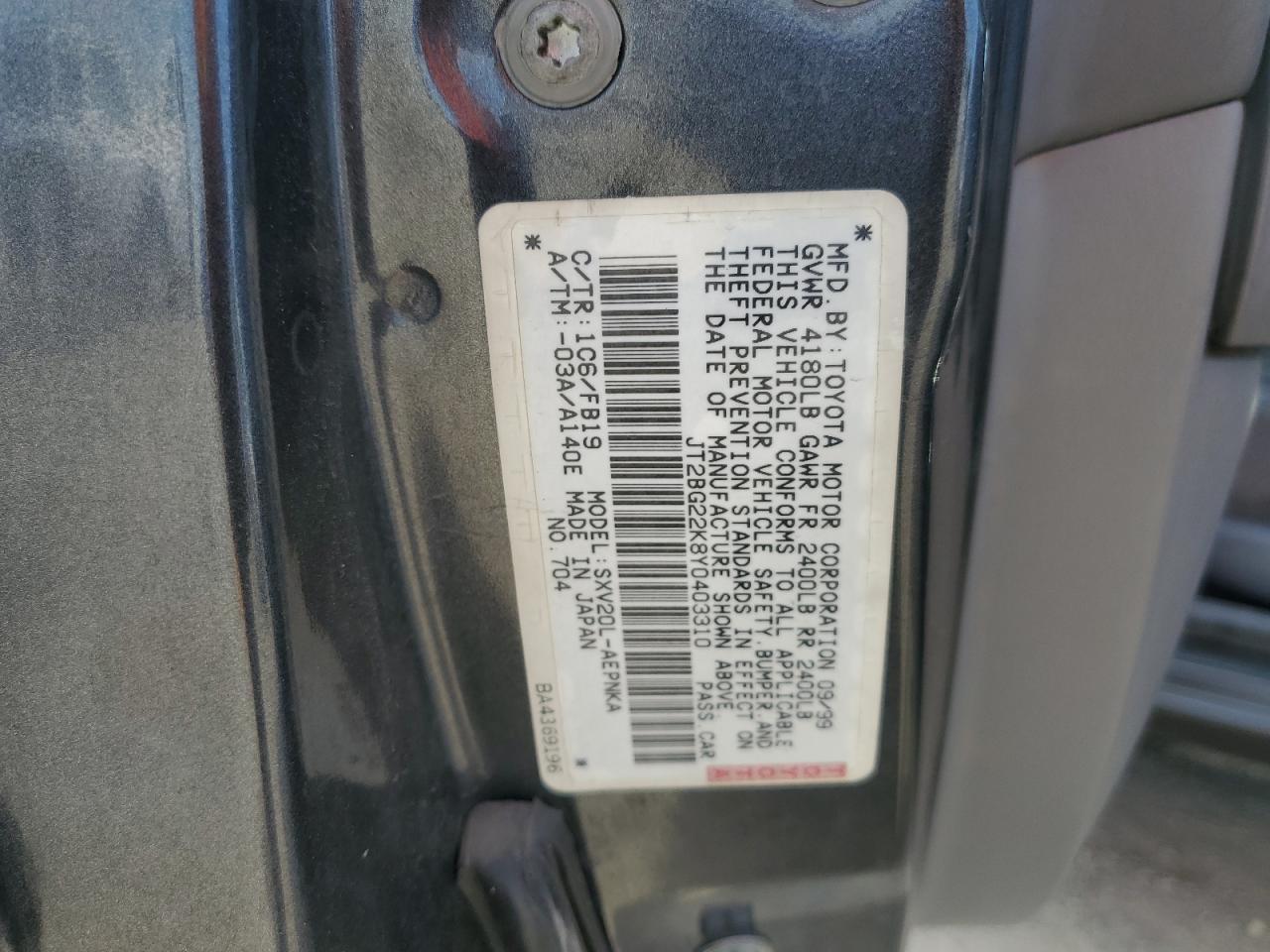 2000 TOYOTA CAMRY