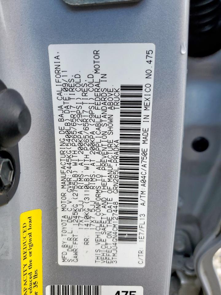 2012 TOYOTA TACOMA