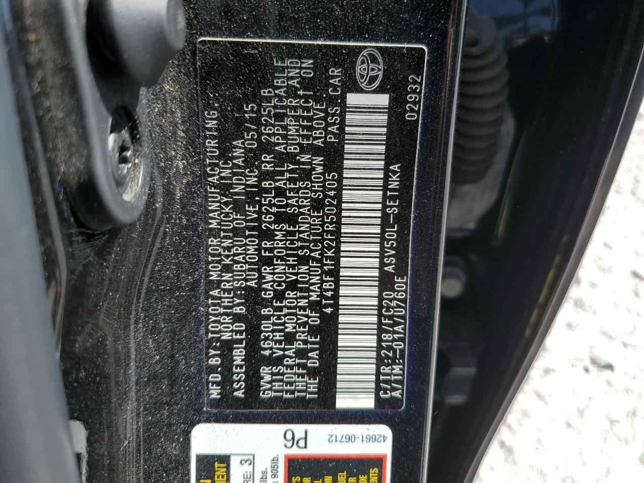 2015 TOYOTA CAMRY