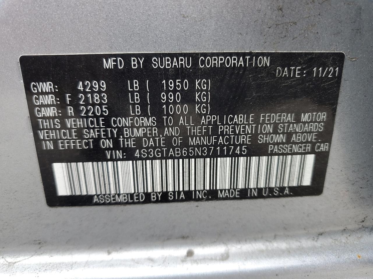 2022 SUBARU IMPREZA
