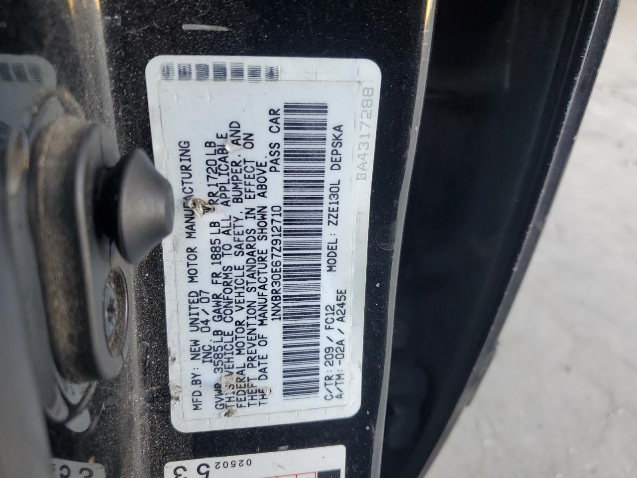 2007 TOYOTA COROLLA
