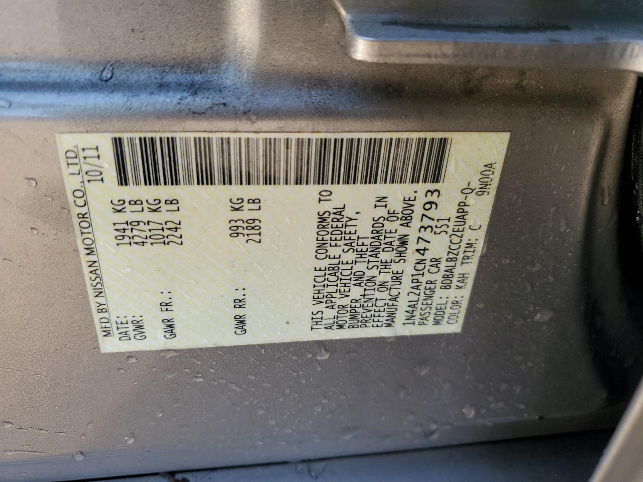 2012 NISSAN ALTIMA