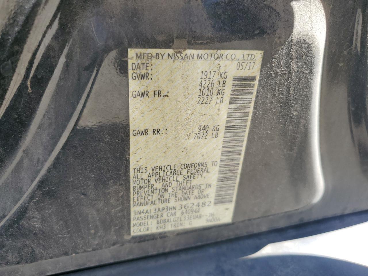 2017 NISSAN ALTIMA
