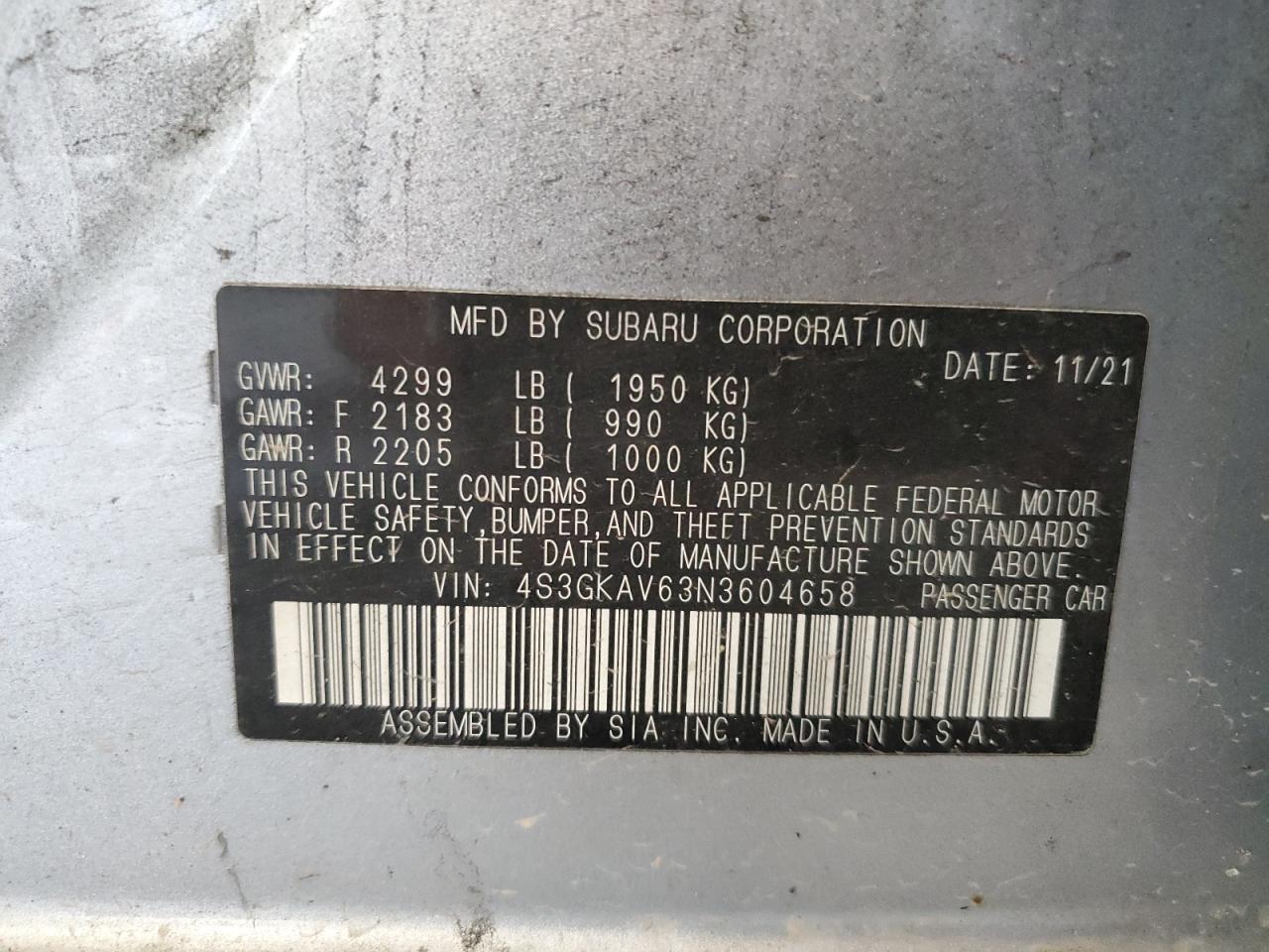 2022 SUBARU IMPREZA