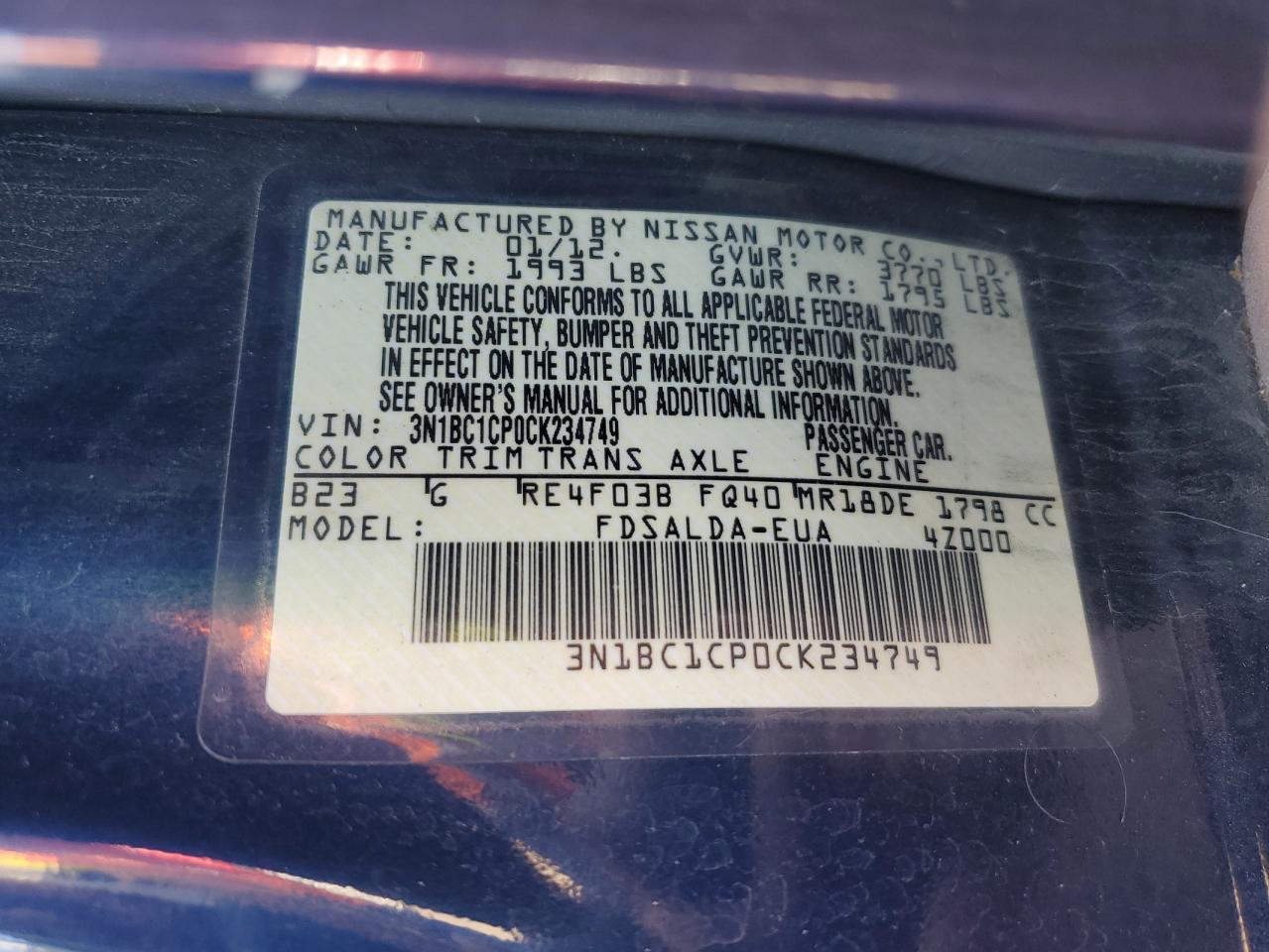 2012 NISSAN VERSA