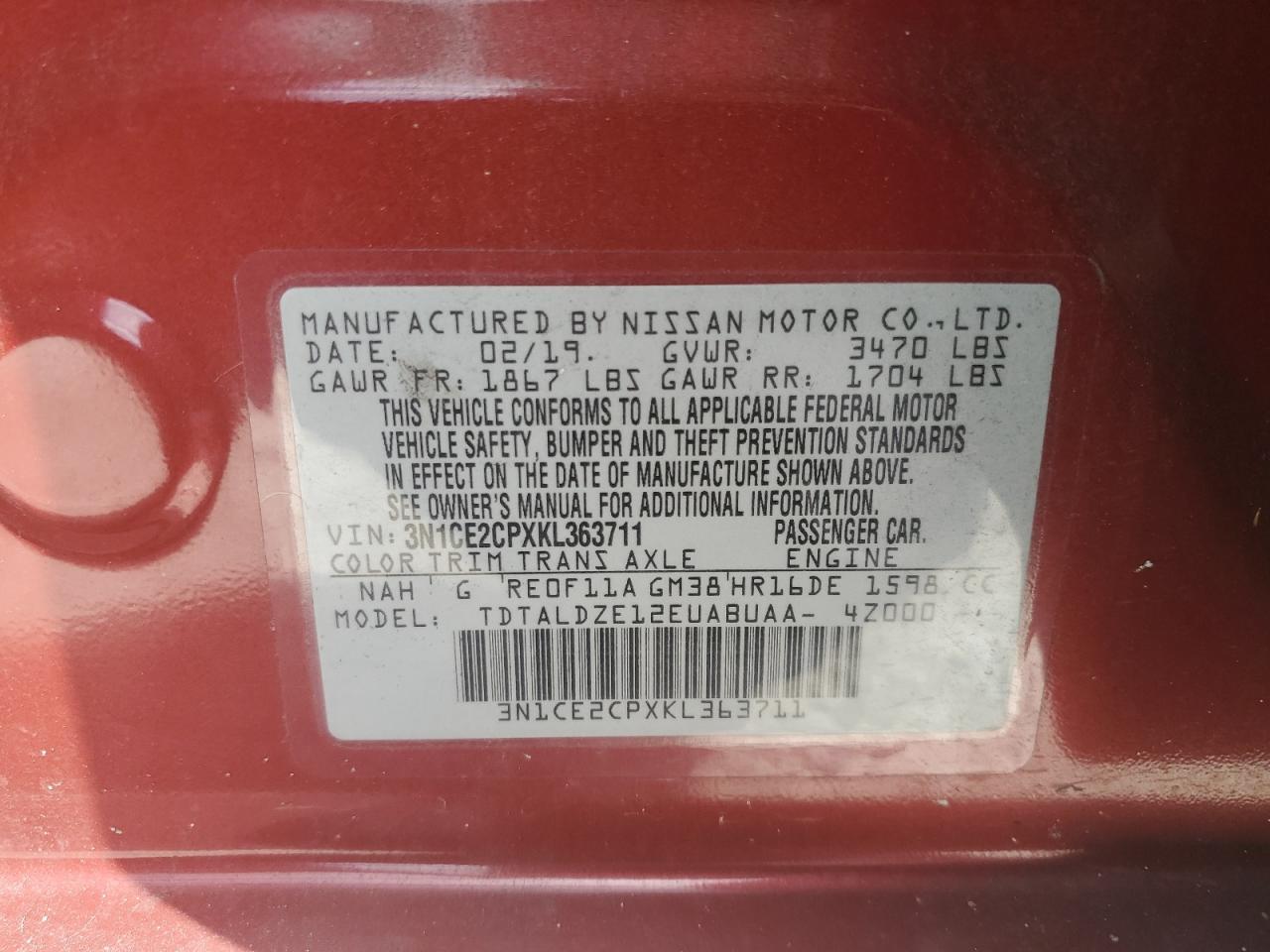 2019 NISSAN Versa Note