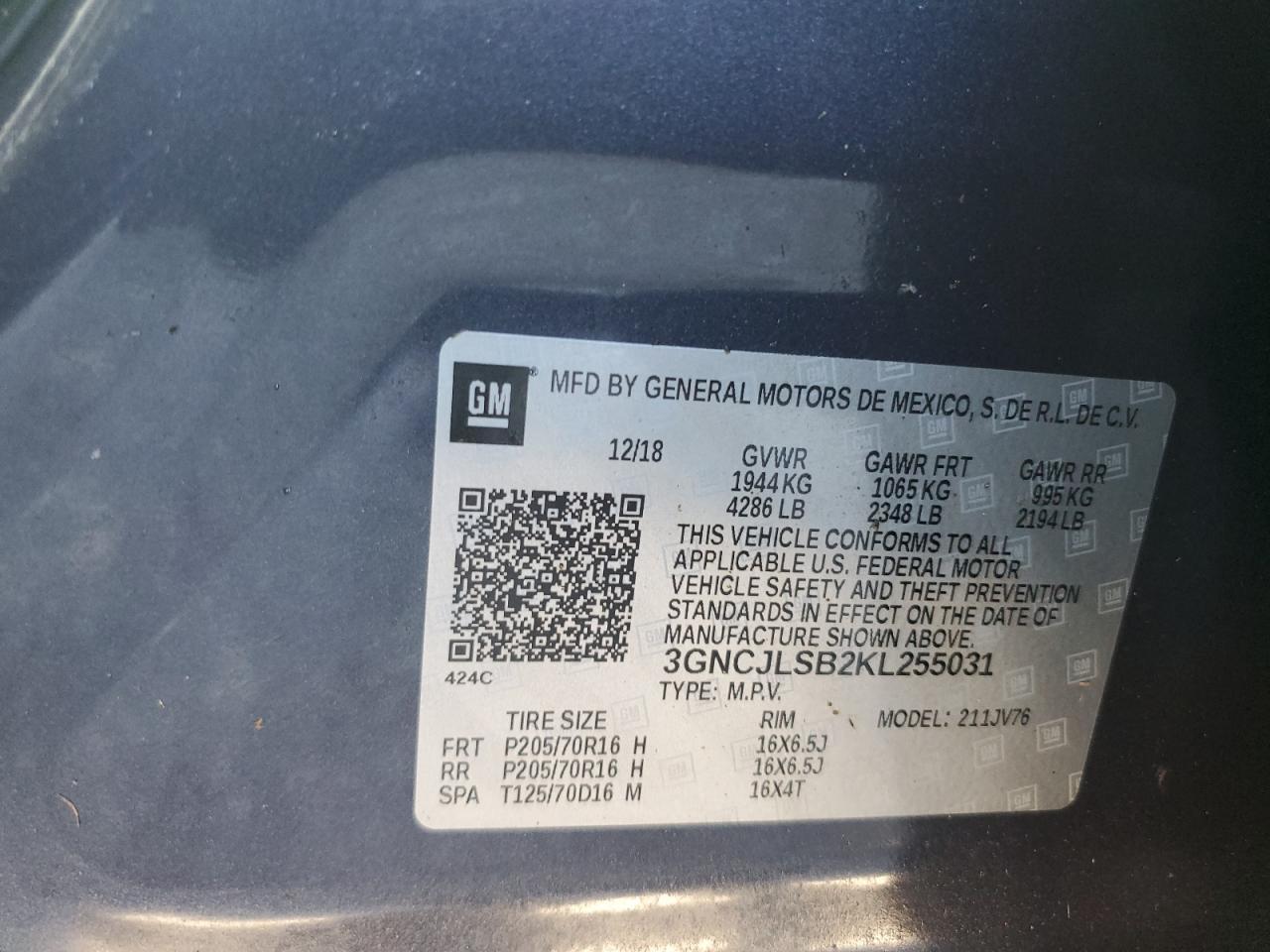 2019 CHEVROLET TRAX