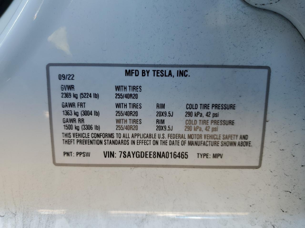 2022 TESLA MODEL Y