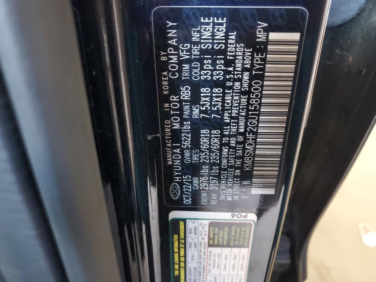 2016 HYUNDAI SANTA FE