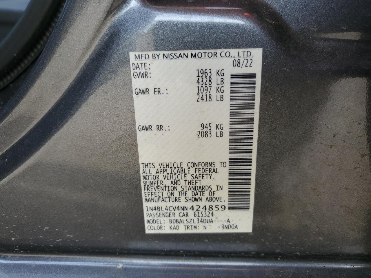 2022 NISSAN ALTIMA