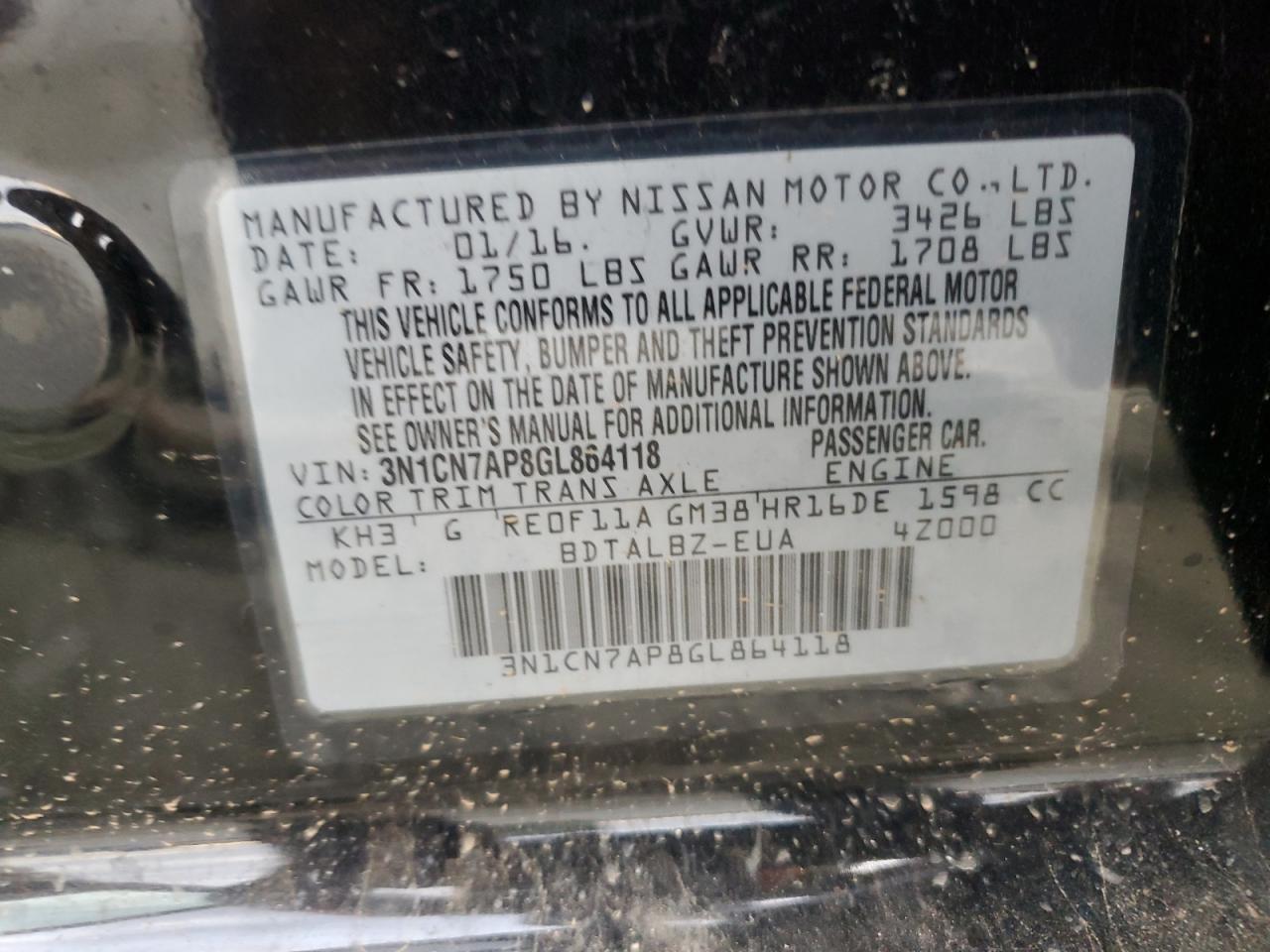 2016 NISSAN VERSA
