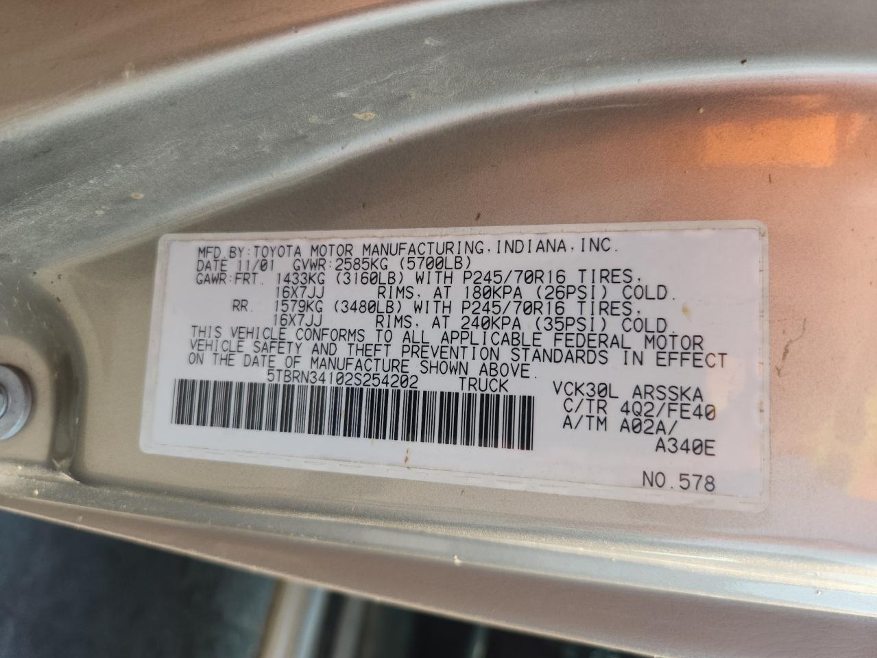 2002 TOYOTA TUNDRA