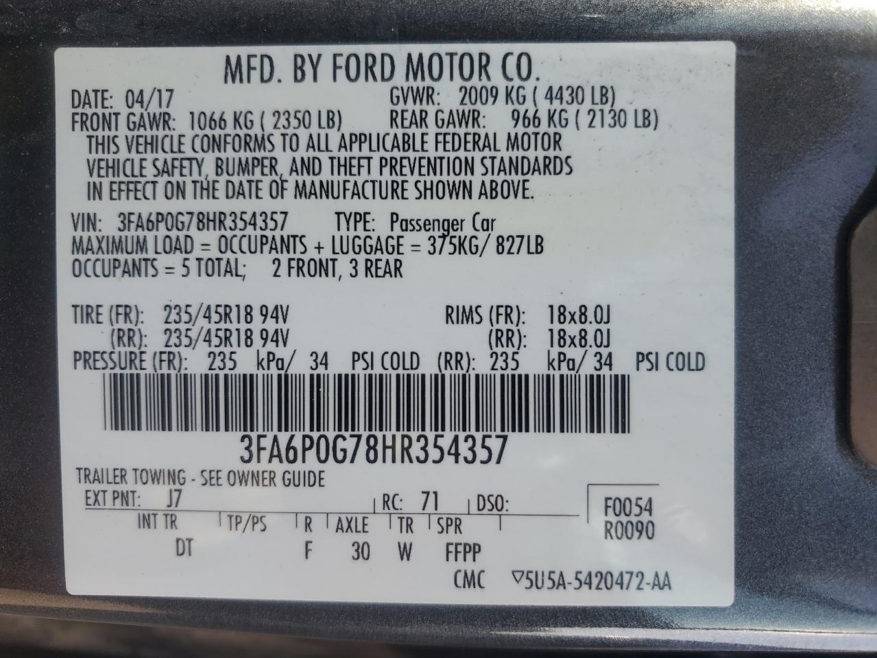 2017 FORD FUSION