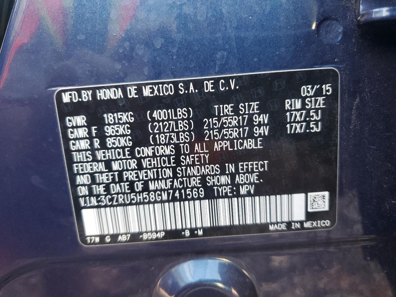 2016 HONDA HR-V