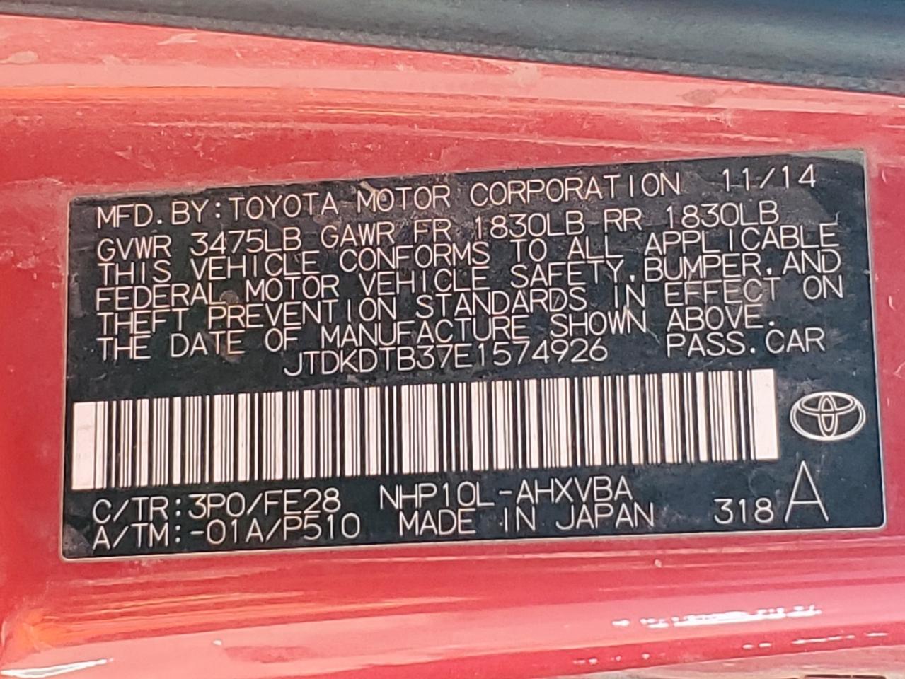 2014 TOYOTA Prius c
