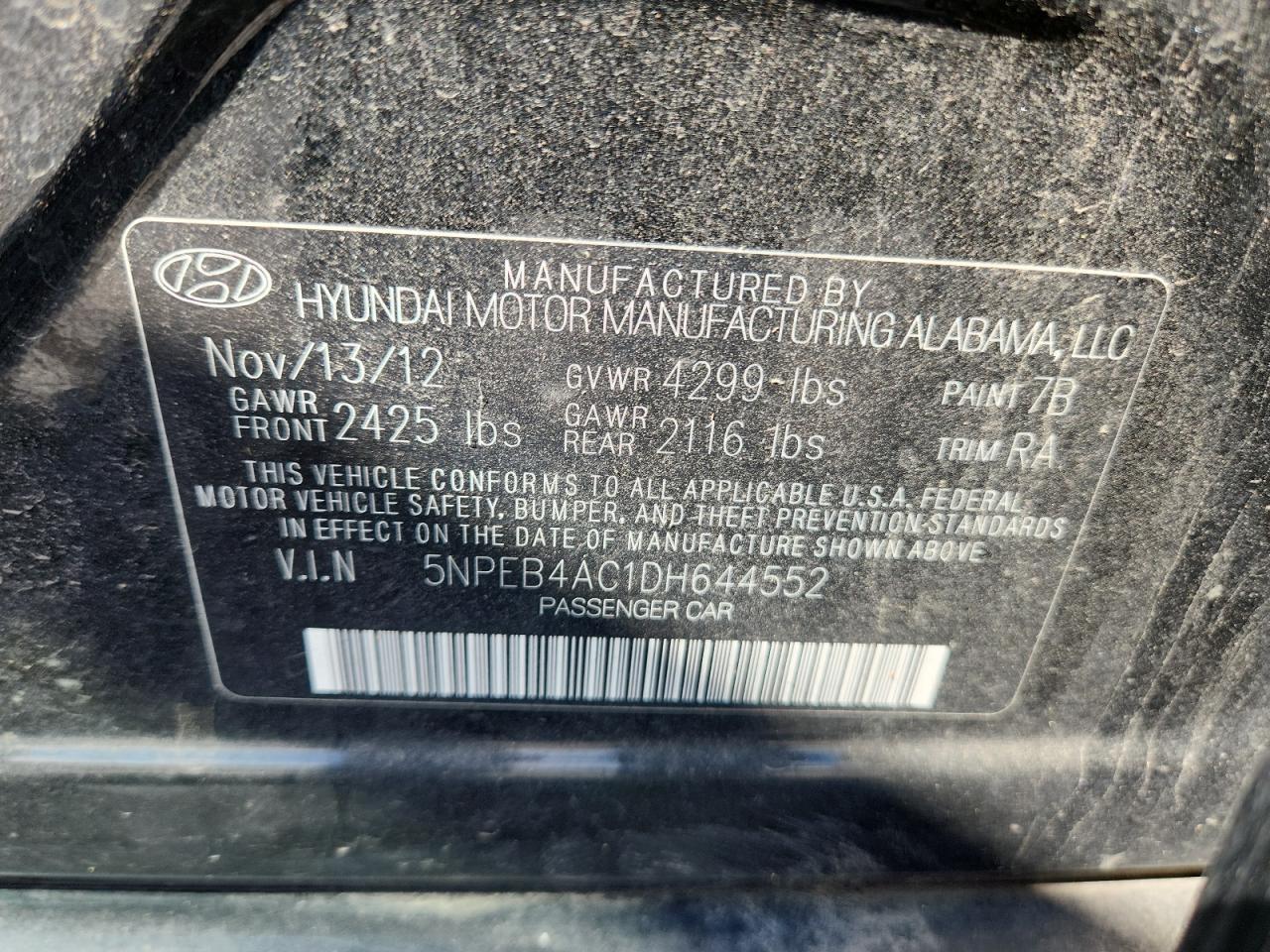 2013 HYUNDAI SONATA