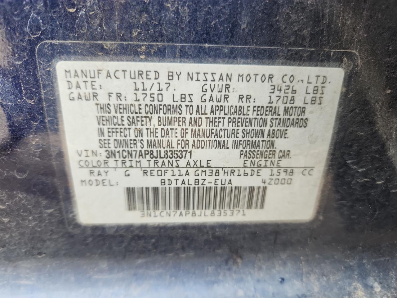 2018 NISSAN VERSA
