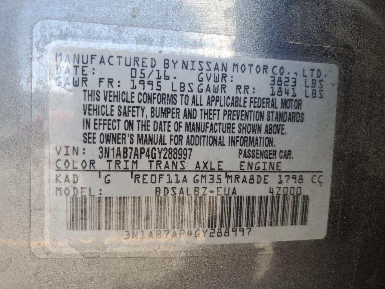 2016 NISSAN SENTRA