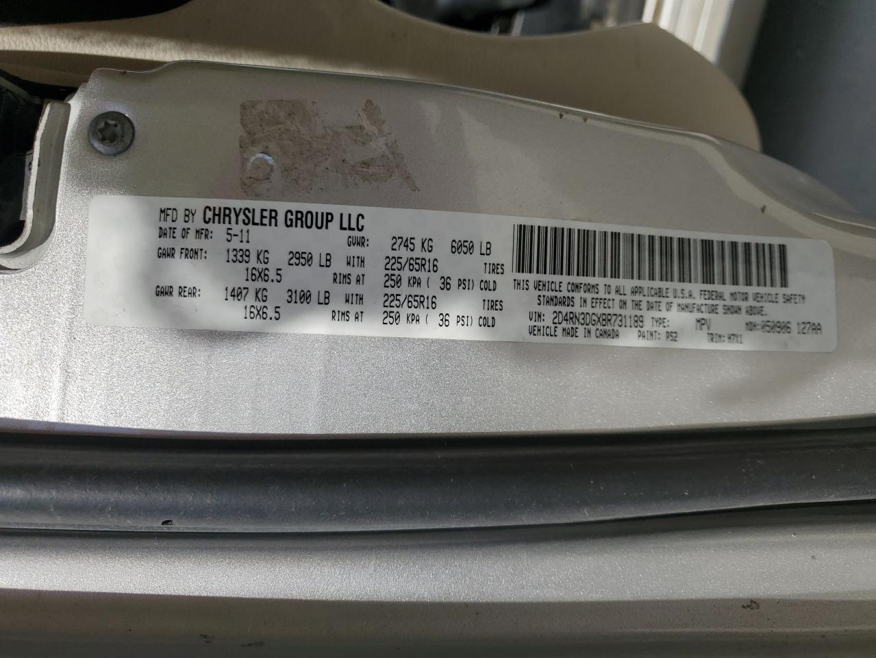 2011 DODGE GRAND CARAVAN
