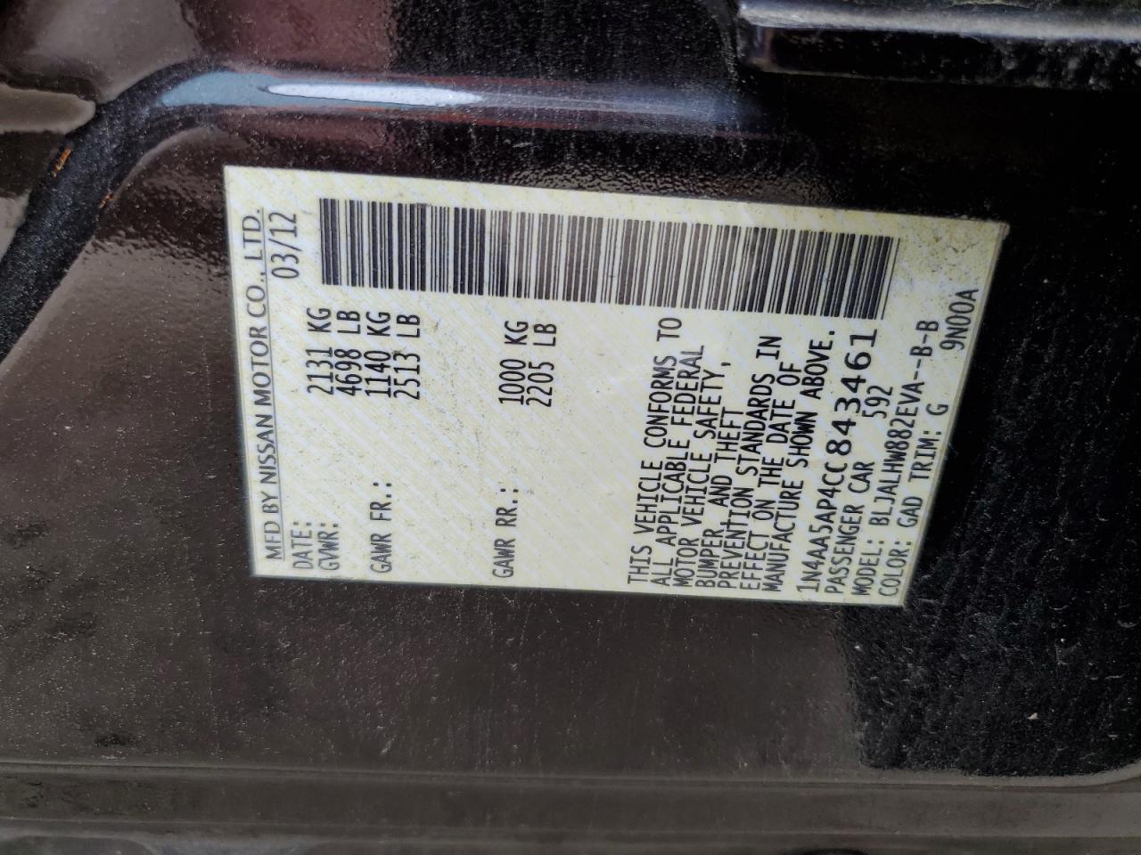 2012 NISSAN Maxima