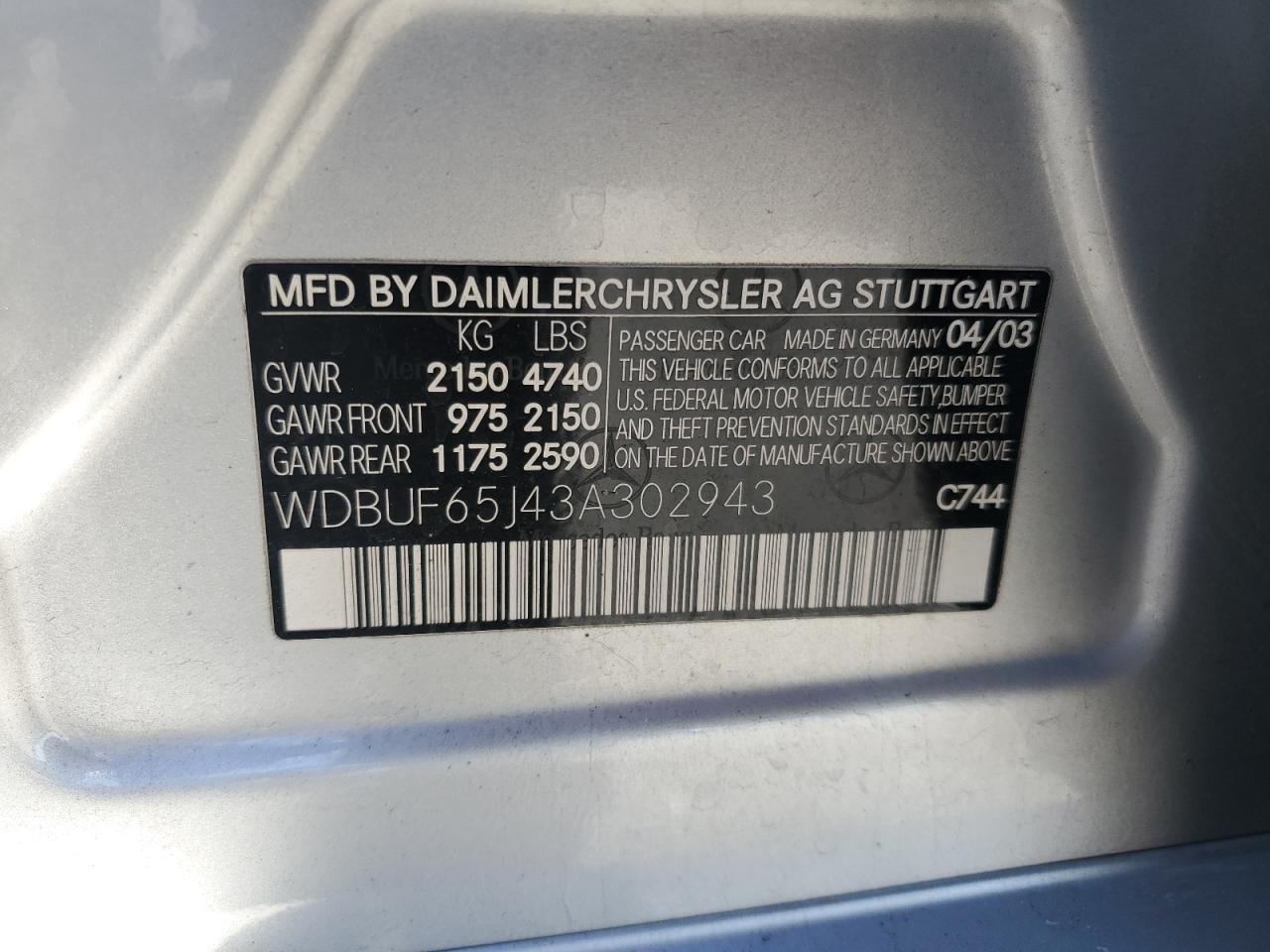 2003 MERCEDES-BENZ E-Class