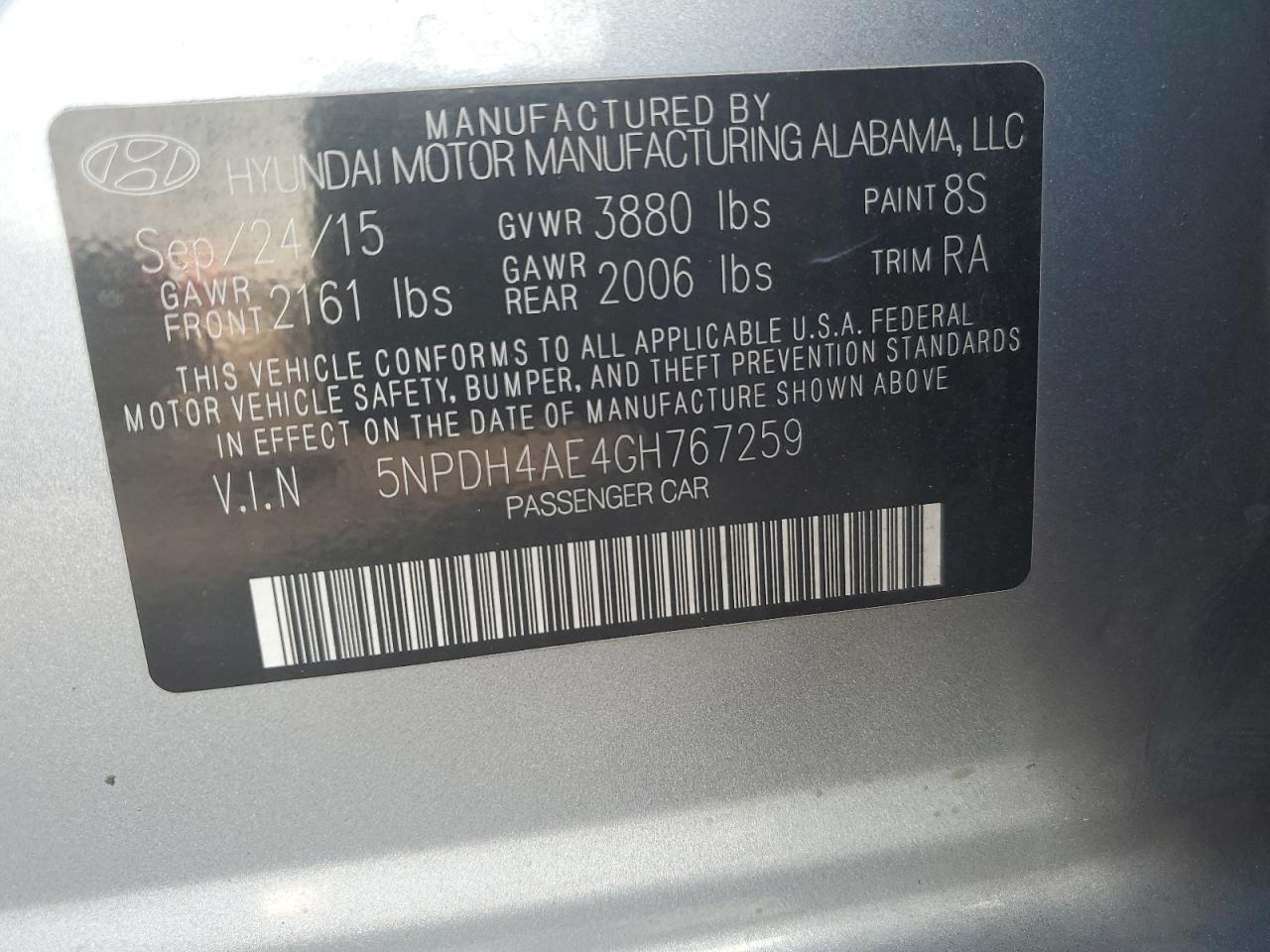 2016 HYUNDAI ELANTRA
