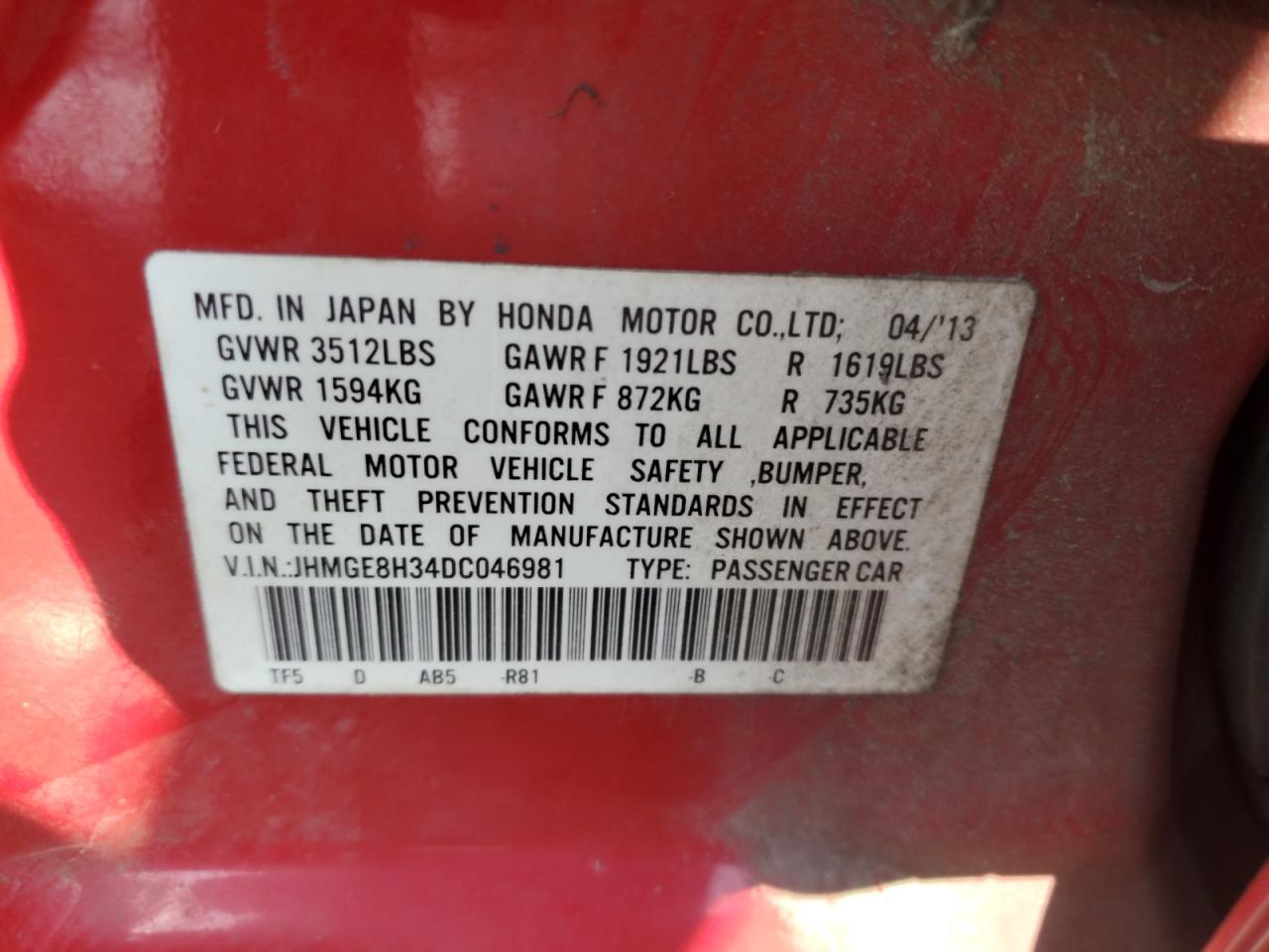 2013 HONDA FIT