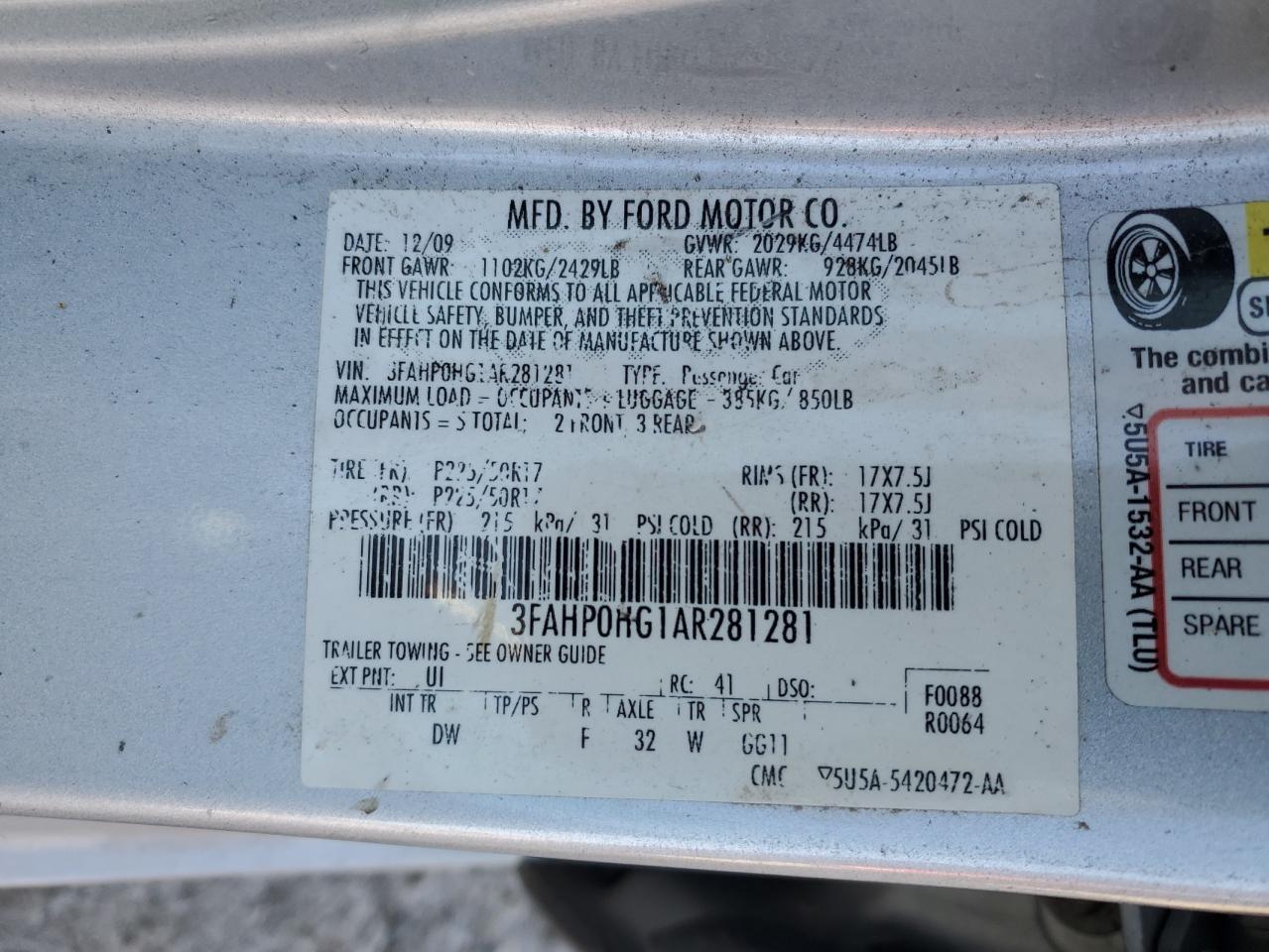 2010 FORD FUSION