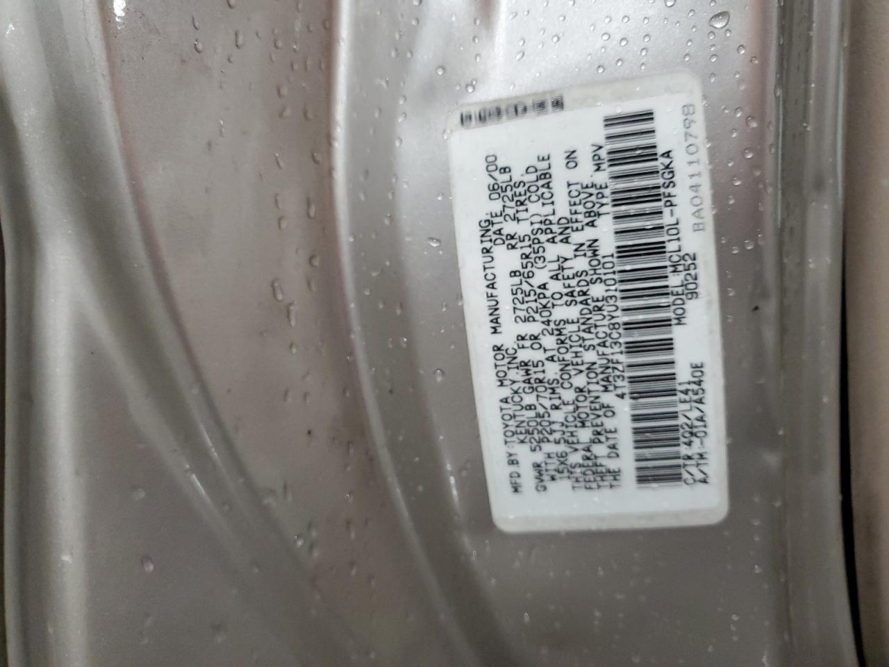 2000 TOYOTA SIENNA