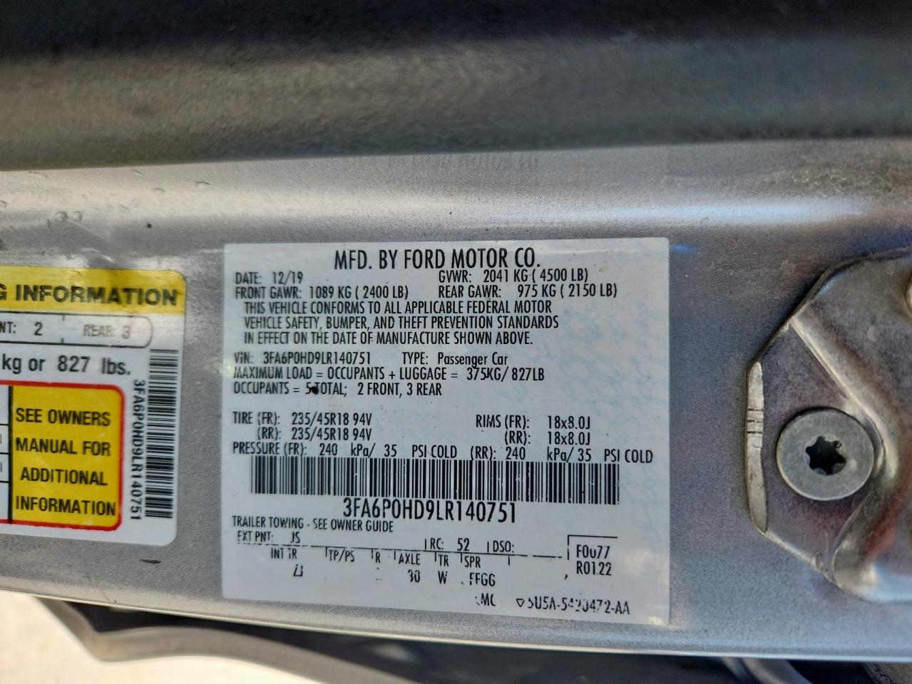 2020 FORD FUSION