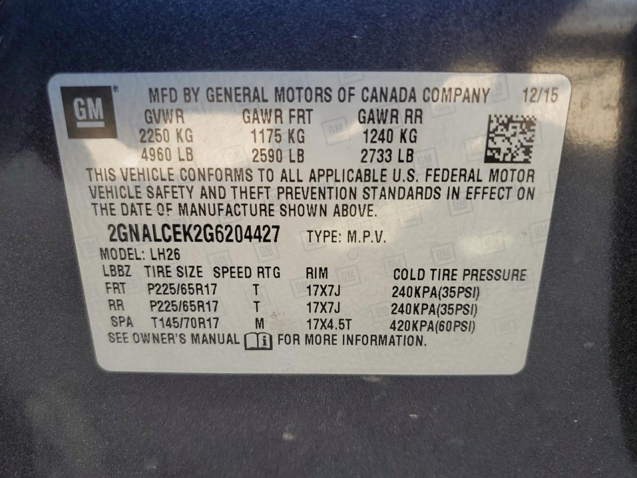2016 CHEVROLET EQUINOX
