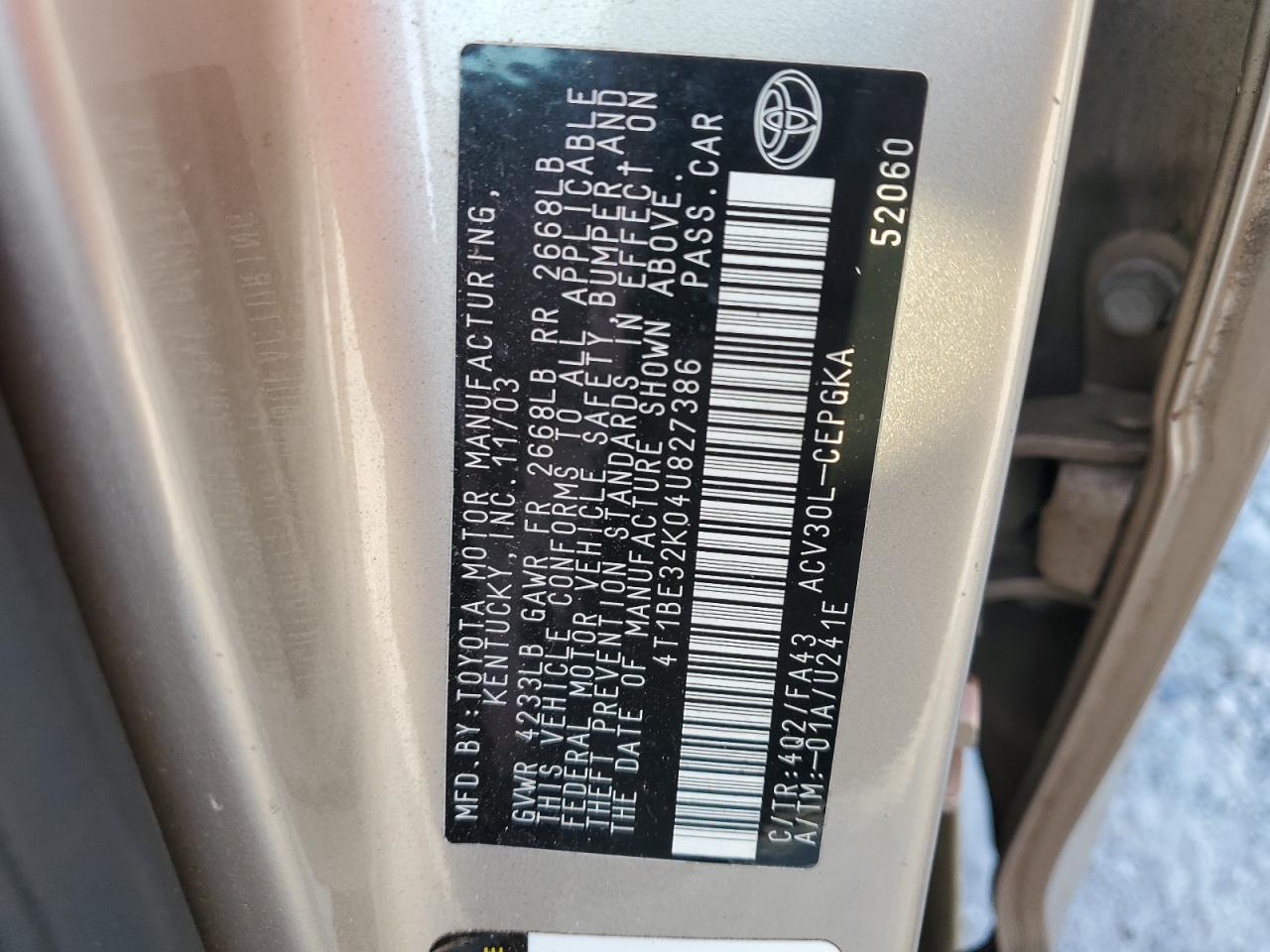 2004 TOYOTA CAMRY