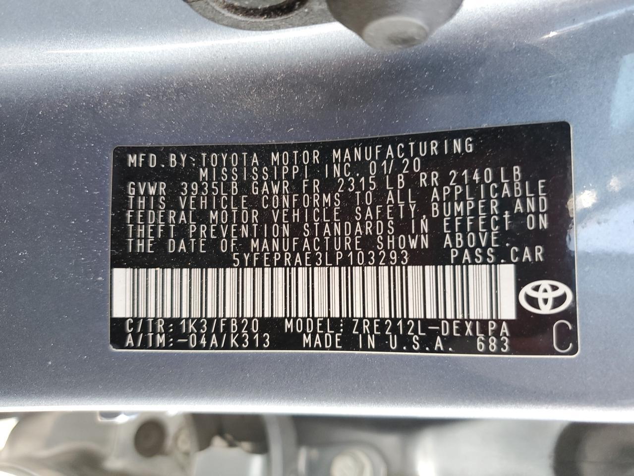 2020 TOYOTA COROLLA