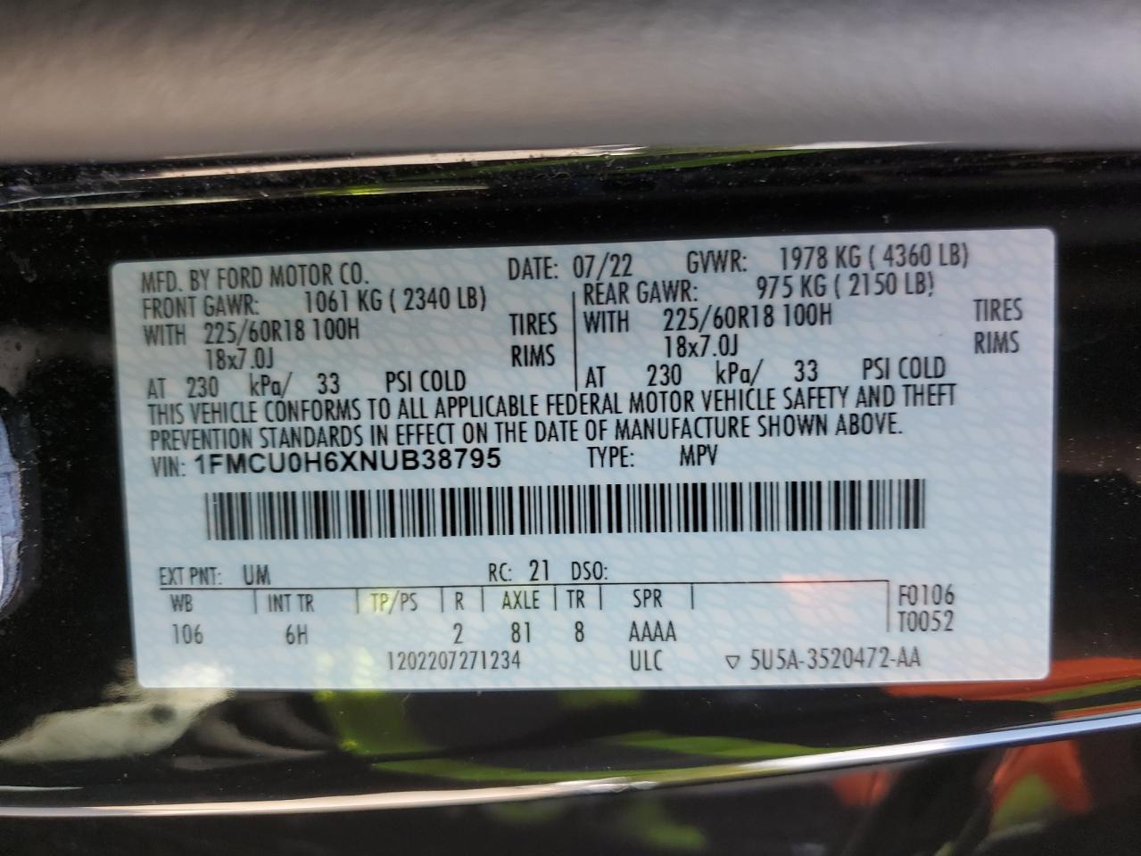 2022 FORD ESCAPE