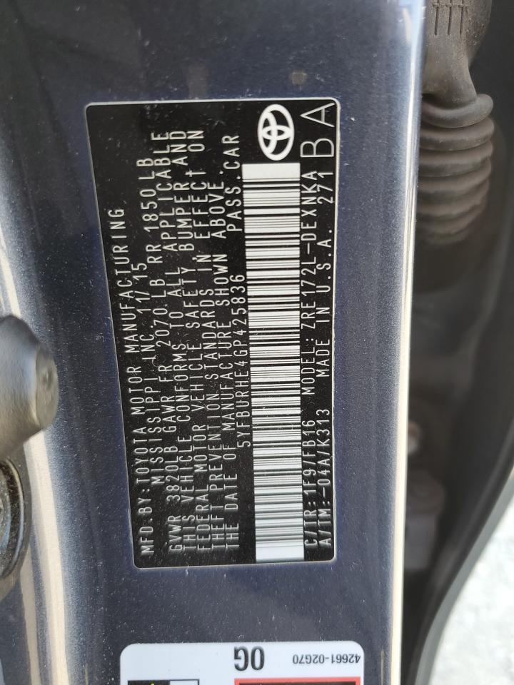 2016 TOYOTA COROLLA