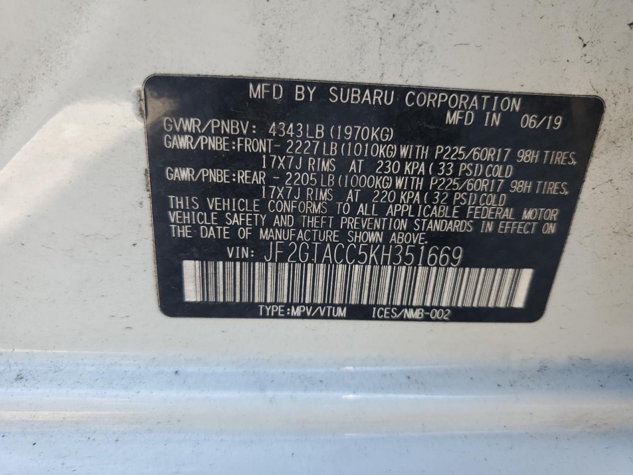 2019 SUBARU Crosstrek