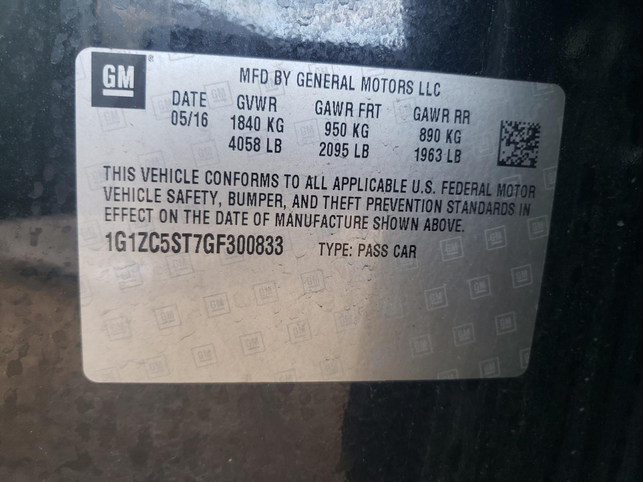 2016 CHEVROLET MALIBU