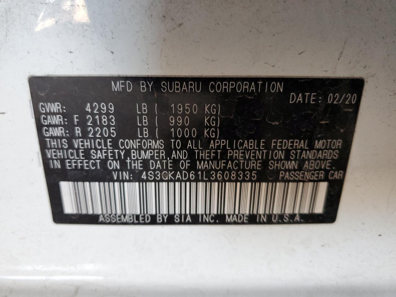 2020 SUBARU IMPREZA