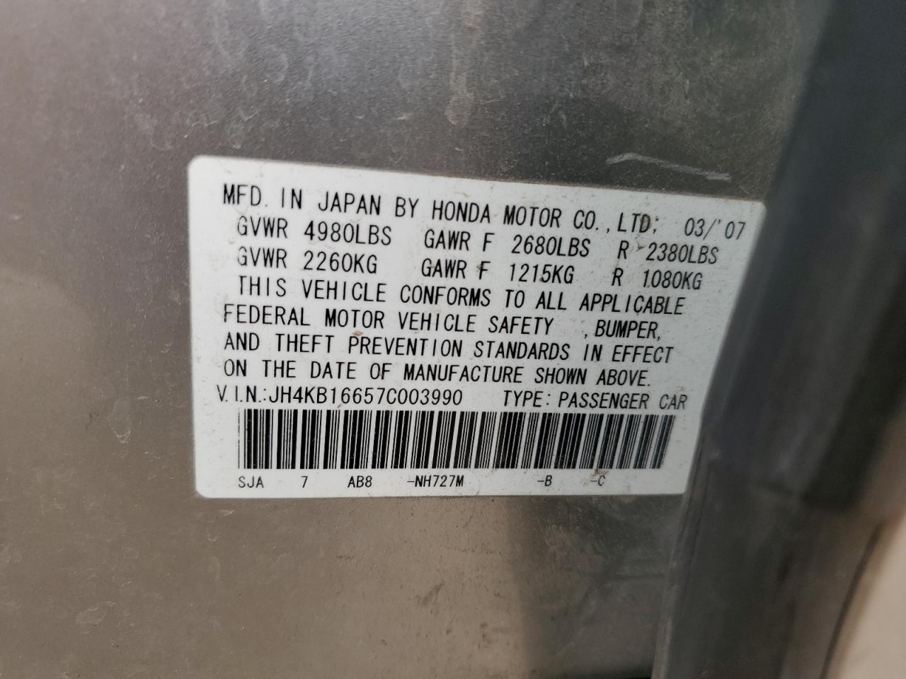2007 ACURA RL