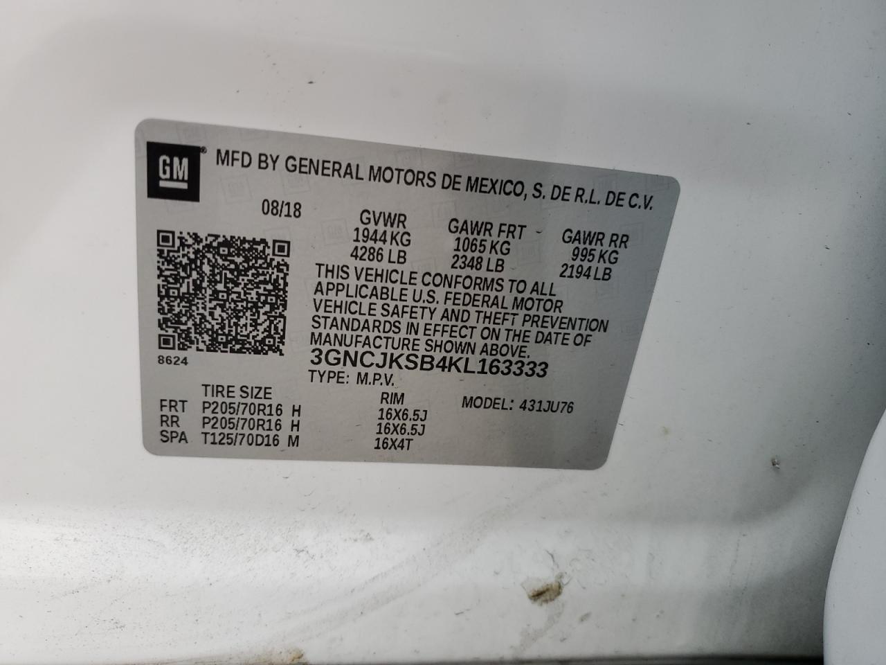2019 CHEVROLET TRAX