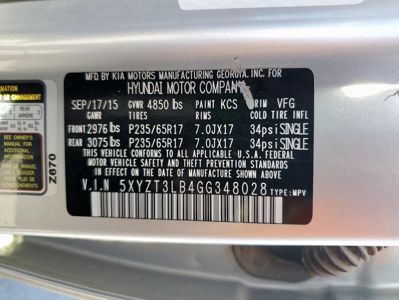 2016 HYUNDAI SANTA FE