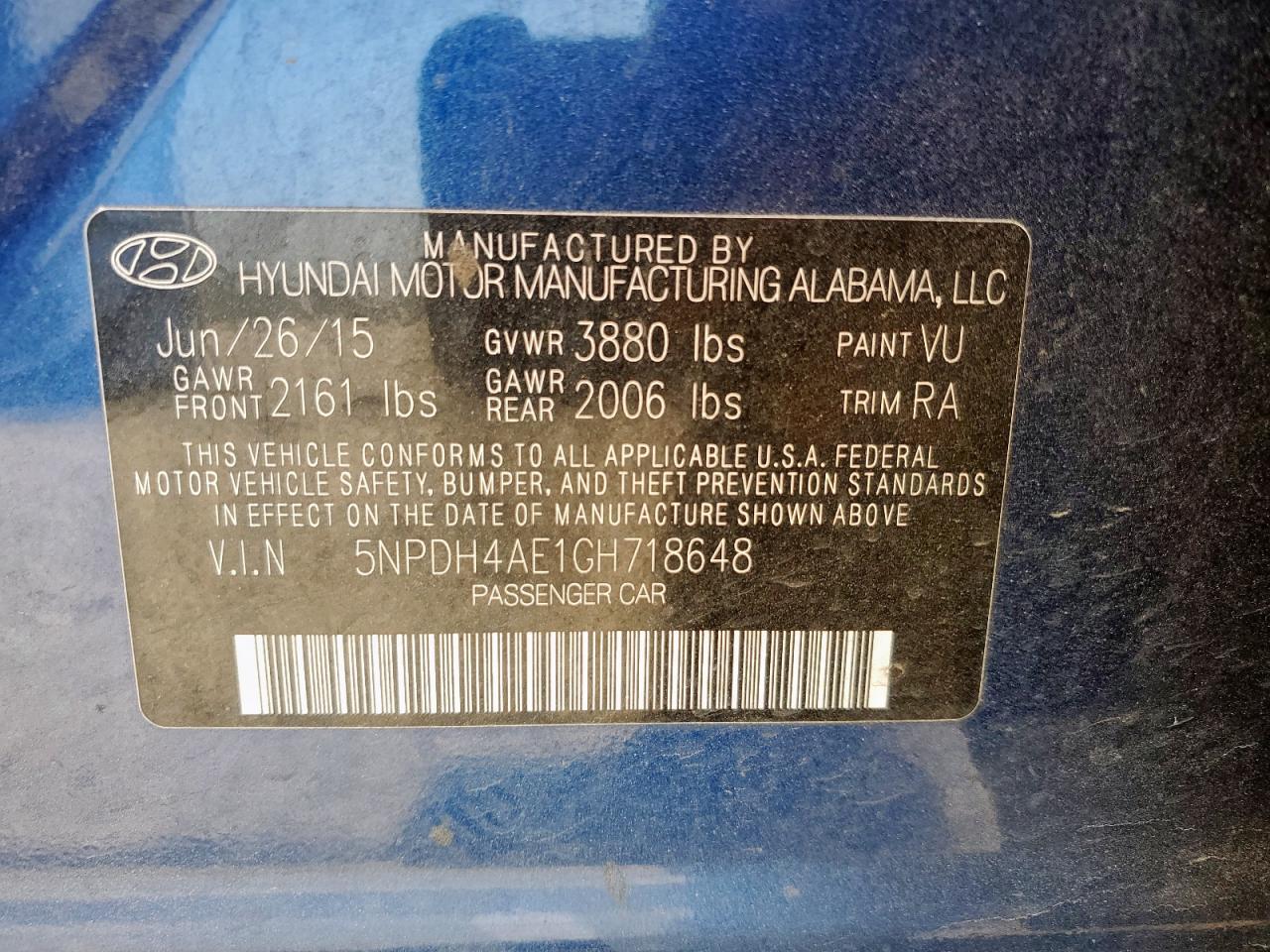 2016 HYUNDAI ELANTRA